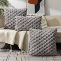 Plush Cream White Cushion Cover with 3D Texture – Soft Couch Cushion Cover for Living Room and Bedroom