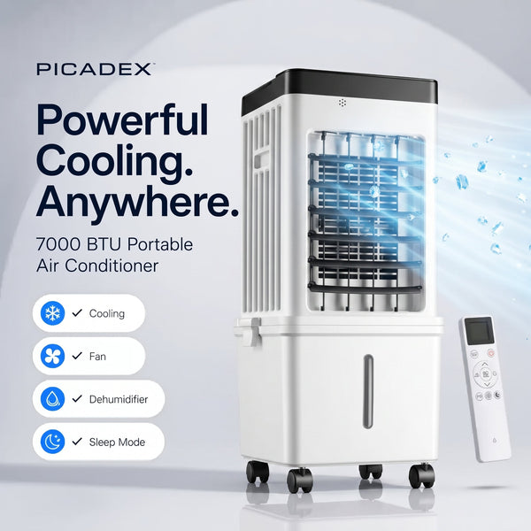 Portable Air Conditioner 4-in-1 7000/9000 BTU for Rooms up to 400 sq ft – Small Portable AC with Remote Control and Quiet Operation