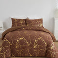 Premium Marble Pattern Duvet Cover Set with Microfiber Cotton Blend – King Size, Elegant Design with Bronzed Accents