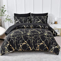 Premium Marble Pattern Duvet Cover Set with Microfiber Cotton Blend – King Size, Elegant Design with Bronzed Accents