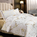 Premium Marble Pattern Duvet Cover Set with Microfiber Cotton Blend – King Size, Elegant Design with Bronzed Accents