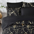 Premium Marble Pattern Duvet Cover Set with Microfiber Cotton Blend – King Size, Elegant Design with Bronzed Accents