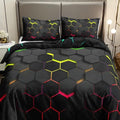 Prisma Hive Duvet Cover Set – Geometric Hexagon Design, Soft Breathable Polyester, Queen/King Size Bed Covers