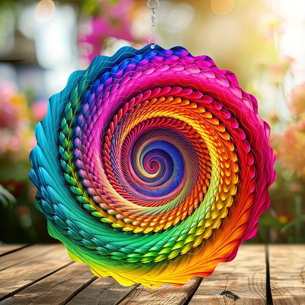 Rainbow Tunnel-Style Metal Wind Spinner – Vibrant 3D Hanging Yard Decoration for Garden