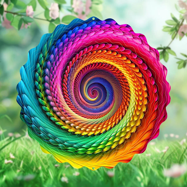 Rainbow Tunnel-Style Metal Wind Spinner – Vibrant 3D Hanging Yard Decoration for Garden