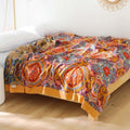 Reversible 100% Cotton Blanket Queen – Breathable Cooling Throw Blanket in Boho Design for All Seasons