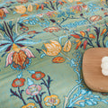 Reversible Cotton Blanket with Jacquard Floral Weave and Decorative Tassels – 200x230cm Multi-Purpose Throw for Bed or Sofa