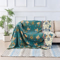 Reversible Cotton Throw Blanket with Bird and Floral Design – Soft and Breathable, Ideal for Home Decor and Cozy Comfort