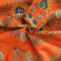 Reversible Throw Blanket in Orange and Teal Cotton Gauze with Floral Design – Soft and Versatile for Indoor and Outdoor Use