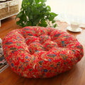 Round Boho Cushion in Soft Cotton Linen with Floral Pattern – Thick Comfortable Floor Seat for Meditation and Yoga