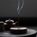 Round Wooden Incense Stick Holder with Ash Catcher – Natural Wood Design for Home and Office Use