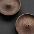 Round Wooden Incense Stick Holder with Ash Catcher – Natural Wood Design for Home and Office Use