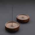 Round Wooden Incense Stick Holder with Ash Catcher – Natural Wood Design for Home and Office Use