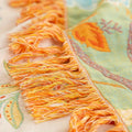 Rustic Boho Floral Cotton Blanket with Fringe – Soft, Breathable Throw for Home Decor and Picnics, Orange and Blue Design