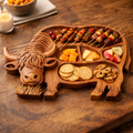 Rustic Cow Charcuterie Board – Handcrafted Large Meat and Cheese Board with Multiple Compartments for Entertaining