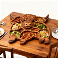 Rustic Cow Charcuterie Board – Handcrafted Large Meat and Cheese Board with Multiple Compartments for Entertaining
