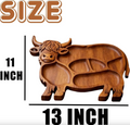 Rustic Cow Charcuterie Board – Handcrafted Large Meat and Cheese Board with Multiple Compartments for Entertaining