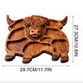 Rustic Cow Charcuterie Board – Handcrafted Large Meat and Cheese Board with Multiple Compartments for Entertaining