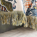 Rustic Floral Cotton Blanket with Reversible Jacquard Design and Tassels - Lightweight All-Season Throw for Home Décor