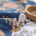 Rustic Floral Cotton Blanket with Reversible Jacquard Design and Tassels - Lightweight All-Season Throw for Home Décor