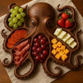Rustic Wooden Serving Board – Handcrafted Octopus Charcuterie Board, Eco-Friendly, 10x10 Inches