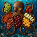 Rustic Wooden Serving Board – Handcrafted Octopus Charcuterie Board, Eco-Friendly, 10x10 Inches