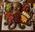 Rustic Wooden Serving Board – Handcrafted Octopus Charcuterie Board, Eco-Friendly, 10x10 Inches