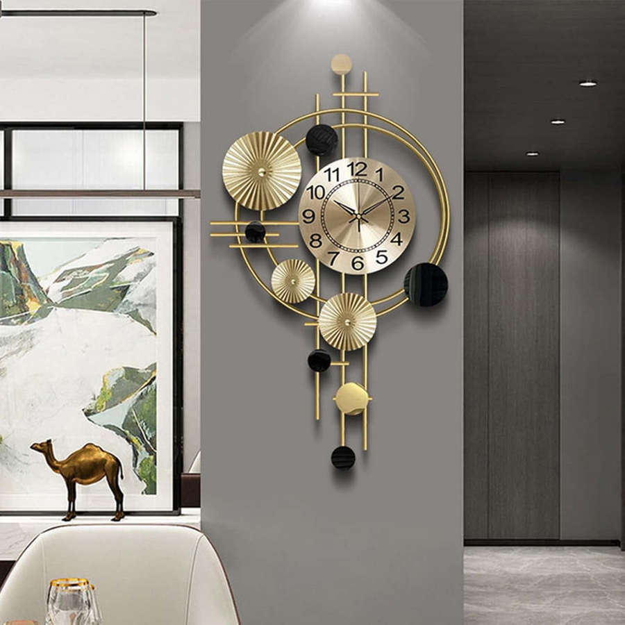 Sculptural Gold Orbit Wall Clock with Silent Quartz Movement | Modern Decorative Timepiece for Contemporary Spaces 0