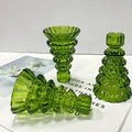 Set of 3 Glass Candle Holders in Christmas Tree Shape for Festive Table Decor