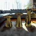 Set of 3 Handcrafted Brass Candle Holders, Brushed Finish, Varying Sizes for Elegant Home Decor
