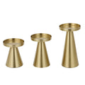 Set of 3 Handcrafted Brass Candle Holders, Brushed Finish, Varying Sizes for Elegant Home Decor