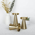 Set of 3 Handcrafted Brass Candle Holders, Brushed Finish, Varying Sizes for Elegant Home Decor