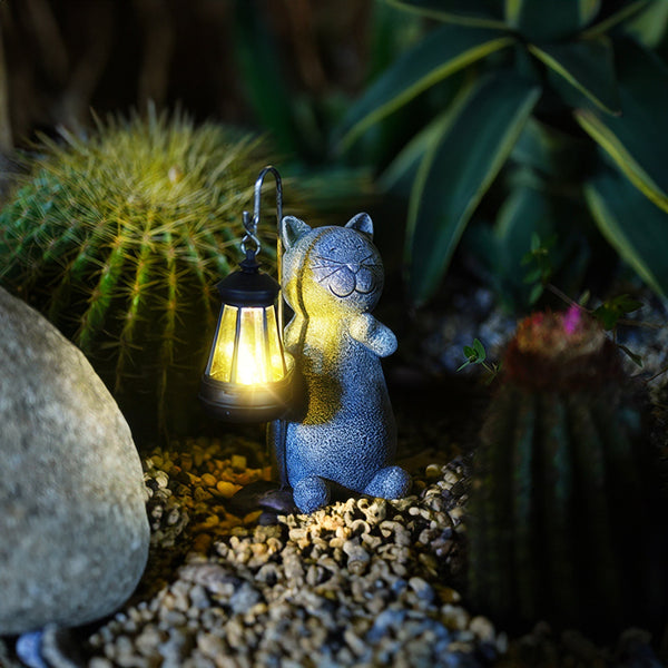 Solar-Powered Golden Glow Cat Garden Statue – Whimsical Outdoor Resin Sculpture for Enchanting Garden Lighting