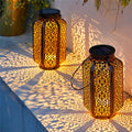 Solar Art Deco Outdoor Lantern with Dusk-to-Dawn Sensor – Waterproof Solar Lantern Lights for Garden and Patio