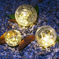 Solar Cracked Glass Globe Outdoor Light with Dusk-to-Dawn Sensor – Waterproof Solar Garden Light for Pathway and Patio