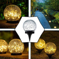 Solar Cracked Glass Globe Outdoor Light with Dusk-to-Dawn Sensor – Waterproof Solar Garden Light for Pathway and Patio