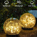 Solar Cracked Glass Globe Outdoor Light with Dusk-to-Dawn Sensor – Waterproof Solar Garden Light for Pathway and Patio