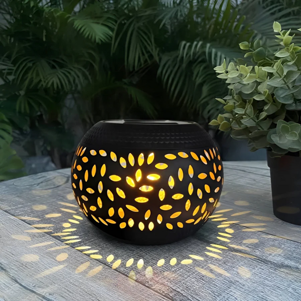 Solar Garden Light with Decorative Metal Design – Warm White Outdoor Lantern with Automatic Sensor and Weatherproof Build
