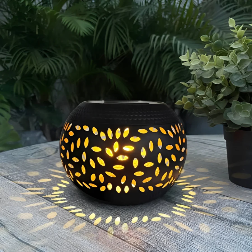 Solar Garden Light with Decorative Metal Design – Warm White Outdoor Lantern with Automatic Sensor and Weatherproof Build