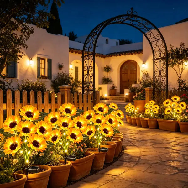 Solar Garden Lights with 6 Adjustable Sunflower Heads – Waterproof Outdoor Lights for Yard and Patio Decor