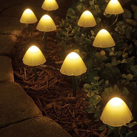 Solar Mushroom Garden Lights – 10 LED Outdoor Lights with Dusk-to-Dawn Sensor, Waterproof Solar Lights for Garden Decor