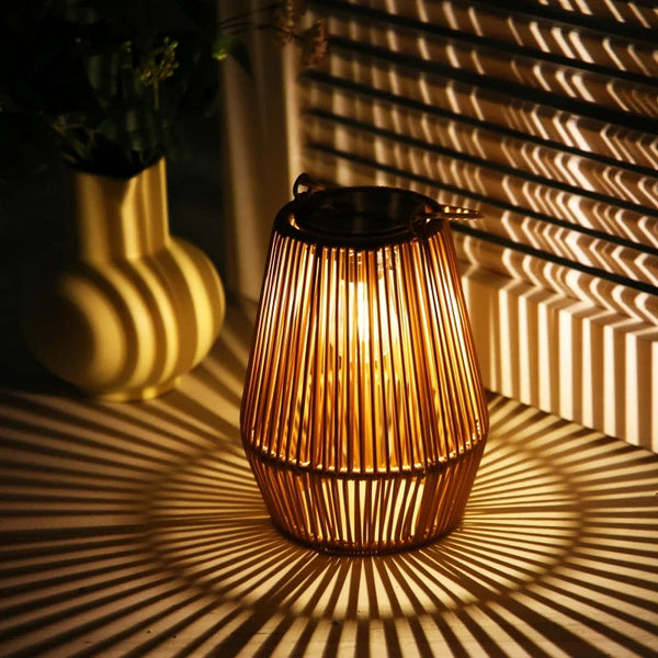 Solar Outdoor Lantern with Dusk-to-Dawn Sensor – Waterproof Rattan Garden Lantern Lights, Eco-Friendly Solar Powered Lighting