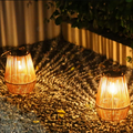 Solar Outdoor Lantern with Dusk-to-Dawn Sensor – Waterproof Rattan Garden Lantern Lights, Eco-Friendly Solar Powered Lighting