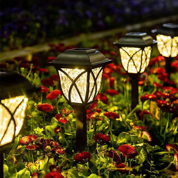 Solar Outdoor Lanterns - Elegant Garden Stake Light with Warm LED Glow, Weather-Resistant Solar-Powered Pathway Illumination