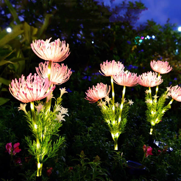 Solar Powered Flower Ground Lights – Waterproof Outdoor Solar Lights for Lawn and Garden Decoration, 2PC Multi-Colored