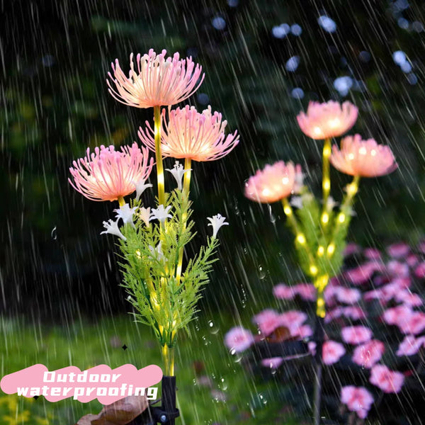 Solar Powered Flower Ground Lights – Waterproof Outdoor Solar Lights for Lawn and Garden Decoration, 2PC Multi-Colored