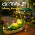 Solar Powered Frog Garden Statue with Umbrella – European Style Resin Outdoor Sculpture for Decoration