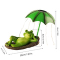 Solar Powered Frog Garden Statue with Umbrella – European Style Resin Outdoor Sculpture for Decoration