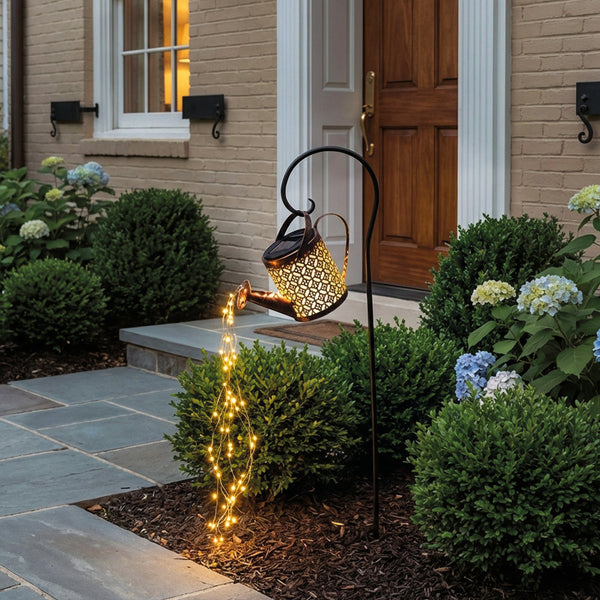 Solar Powered Outdoor Watering Can Garden Lamp with Elegant Waterfall Design – Eco-Friendly Solar Lights for Garden and Patio