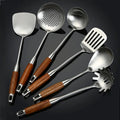 Stainless Steel Kitchen Utensil Set – 6 Piece Ergonomic Wooden Handles 2